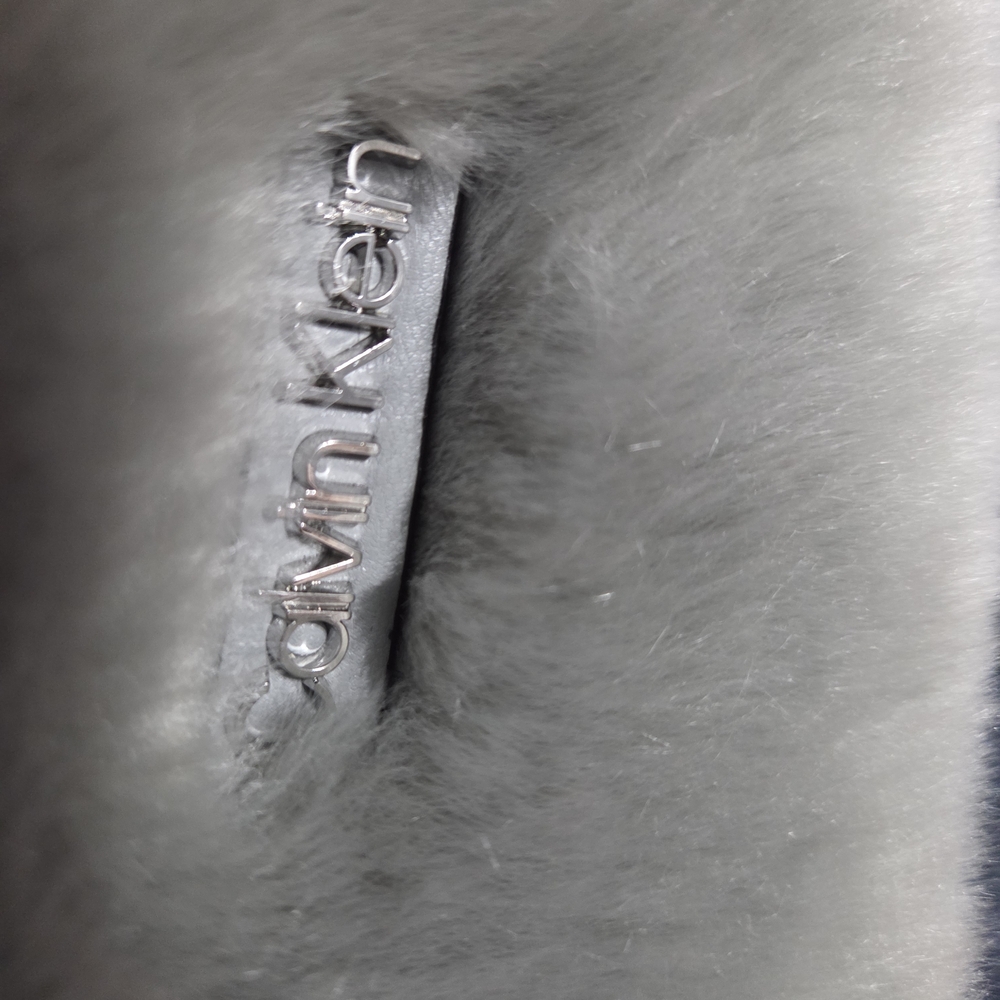 Calvin Klein Gray Faux Fur Scarf